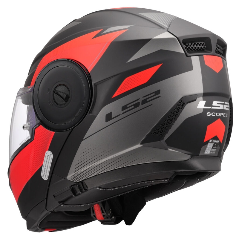 Apverčiamas motociklininko šalmas LS2 FF902 Scope II Duria juoda-raudona