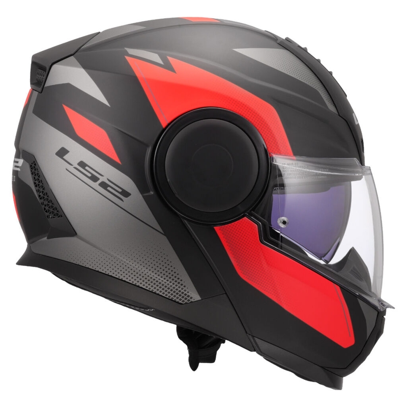 Apverčiamas motociklininko šalmas LS2 FF902 Scope II Duria juoda-raudona