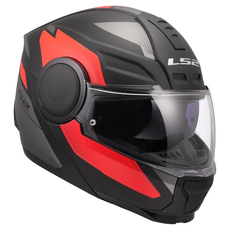 Apverčiamas motociklininko šalmas LS2 FF902 Scope II Duria juoda-raudona