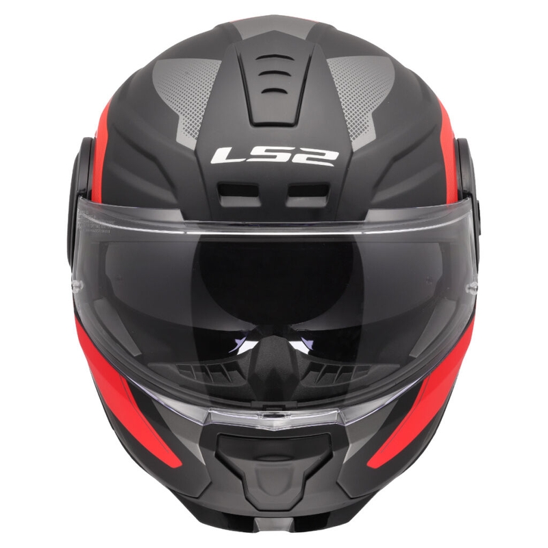 Apverčiamas motociklininko šalmas LS2 FF902 Scope II Duria juoda-raudona