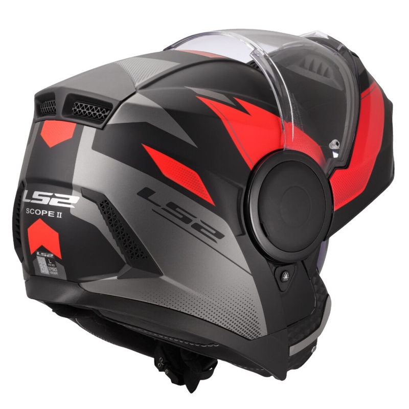 Apverčiamas motociklininko šalmas LS2 FF902 Scope II Duria juoda-raudona