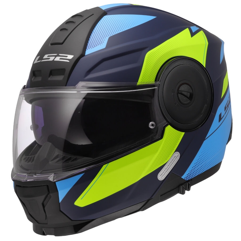 Atverčiamas motociklininko šalmas LS2 FF902 Scope II Duria blue-fluo yellow