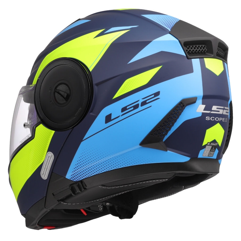 Atverčiamas motociklininko šalmas LS2 FF902 Scope II Duria blue-fluo yellow