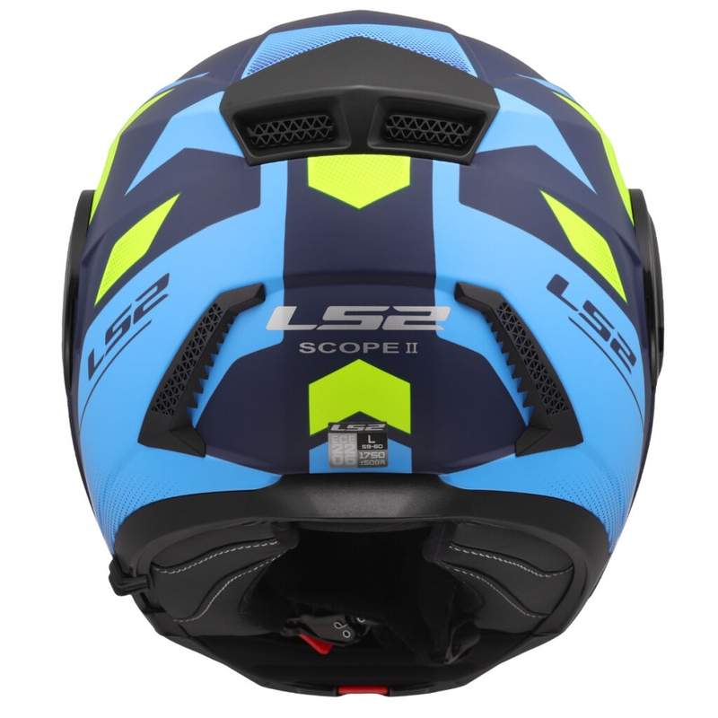 Atverčiamas motociklininko šalmas LS2 FF902 Scope II Duria blue-fluo yellow