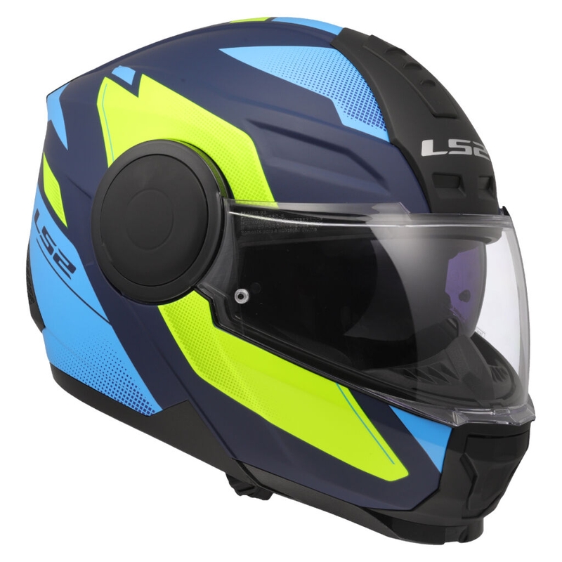 Atverčiamas motociklininko šalmas LS2 FF902 Scope II Duria blue-fluo yellow