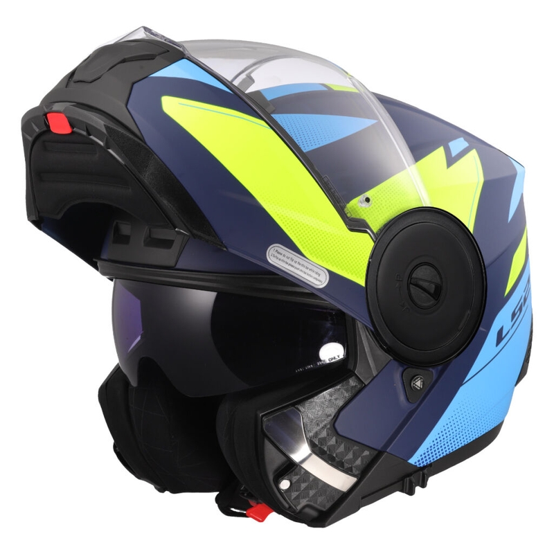 Atverčiamas motociklininko šalmas LS2 FF902 Scope II Duria blue-fluo yellow