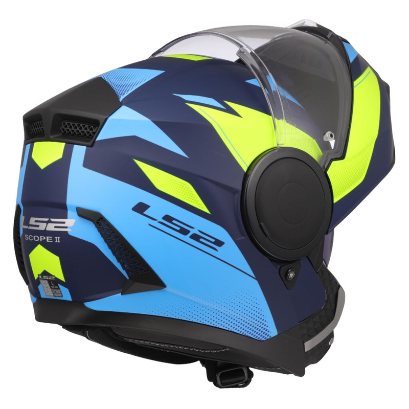 Atverčiamas motociklininko šalmas LS2 FF902 Scope II Duria blue-fluo yellow
