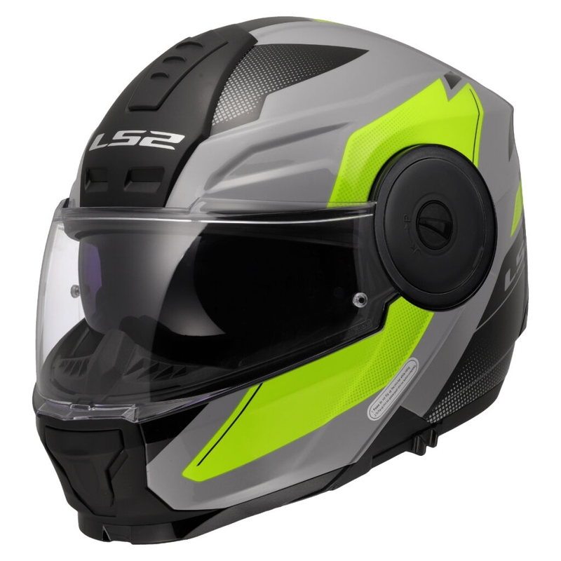 Atverčiamas motociklininko šalmas LS2 FF902 Scope II Duria pilka-fluo geltona