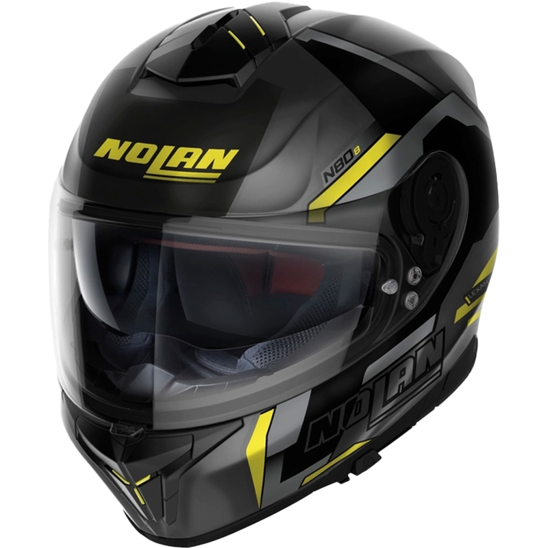 Nolan N80-8 Wanted N-com juodas-fluo geltonas integralus motociklininko šalmas