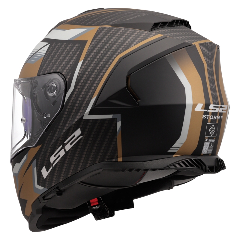 LS2 FF800 Storm II Tracker juodas ir auksinis integralus motociklininko šalmas