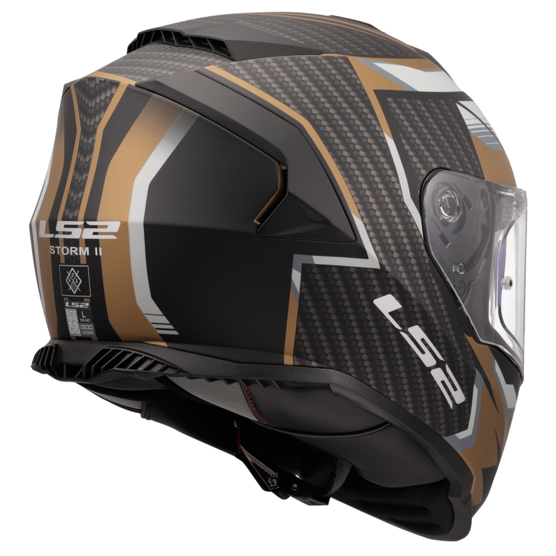 LS2 FF800 Storm II Tracker juodas ir auksinis integralus motociklininko šalmas