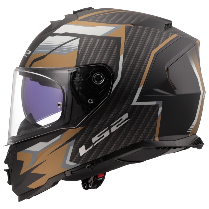 LS2 FF800 Storm II Tracker juodas ir auksinis integralus motociklininko šalmas
