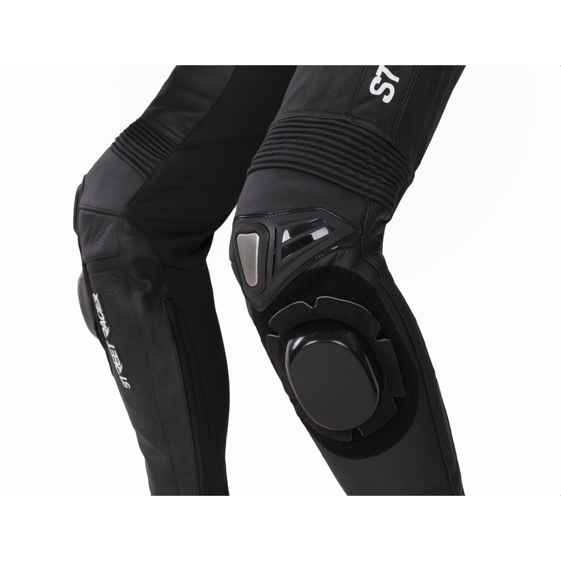 "Street Racer Fast Track 2.1" juodai baltas odinis motociklininko kombinezonas