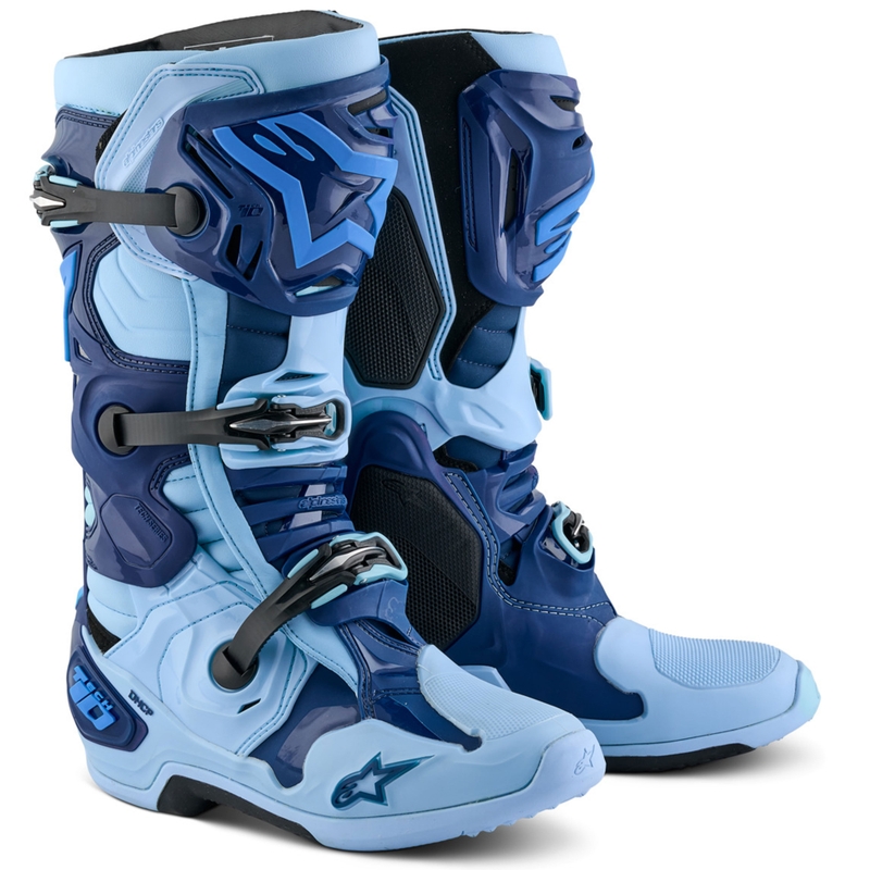 Riboto leidimo "Alpinestars Tech 10 Steelers" mėlyni ir šviesiai mėlyni motociklininko batai