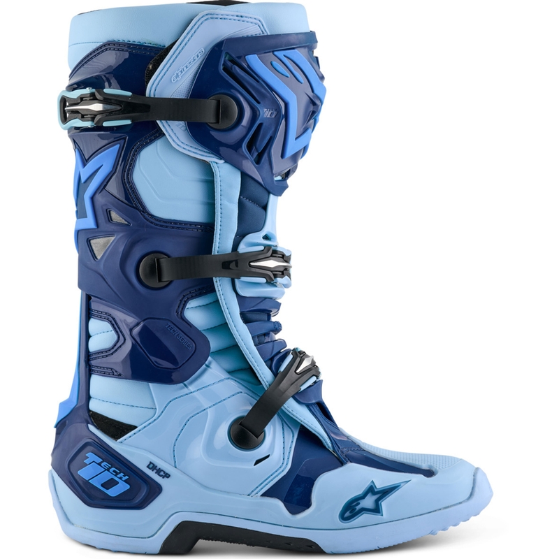 Riboto leidimo "Alpinestars Tech 10 Steelers" mėlyni ir šviesiai mėlyni motociklininko batai