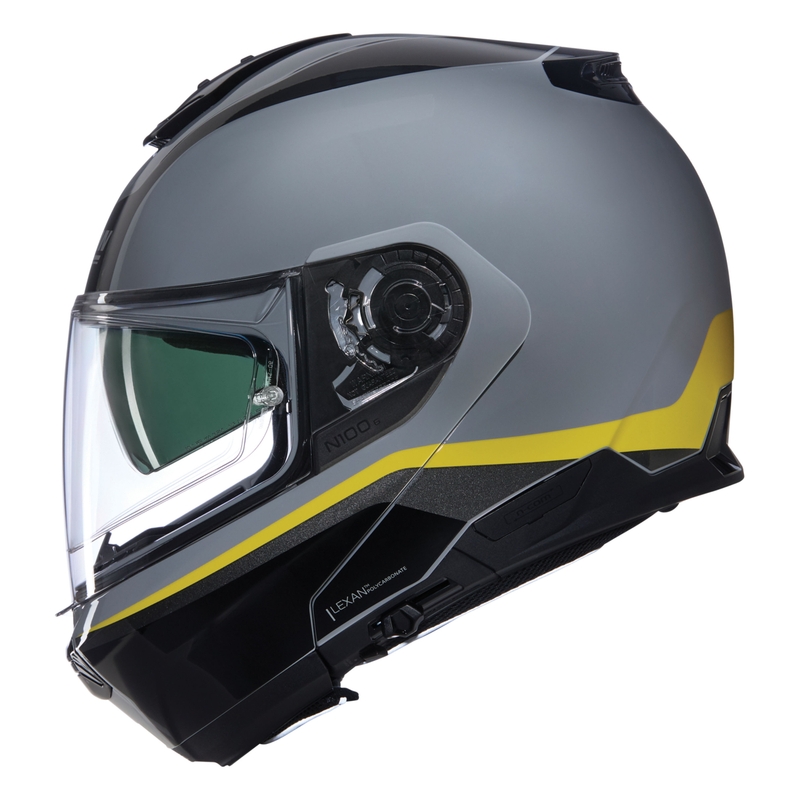 Apverčiamas motociklininko šalmas Nolan N100-6 Incognito N-COM 346 pilka-juoda-geltona
