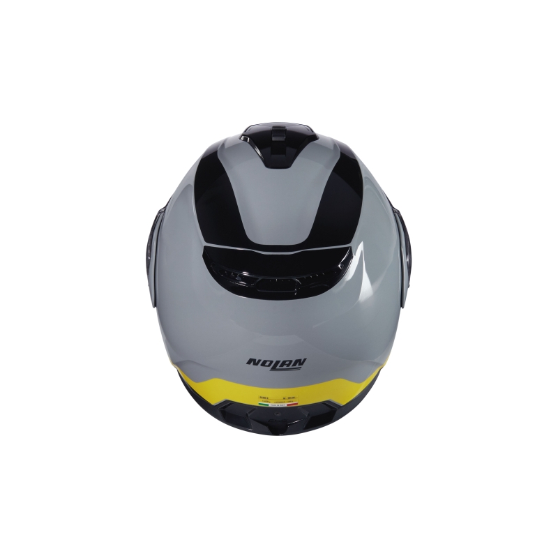 Apverčiamas motociklininko šalmas Nolan N100-6 Incognito N-COM 346 pilka-juoda-geltona