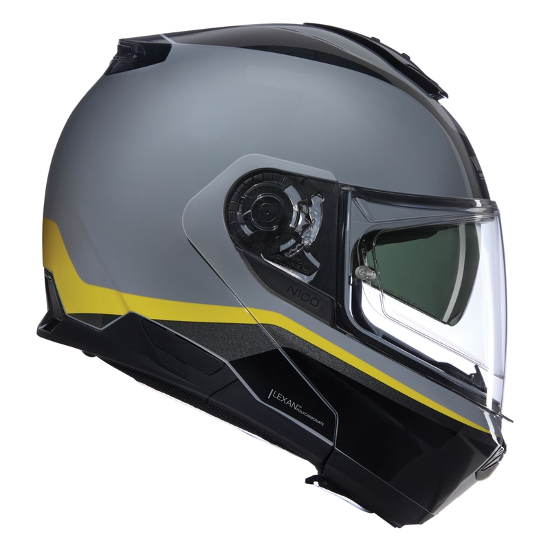 Apverčiamas motociklininko šalmas Nolan N100-6 Incognito N-COM 346 pilka-juoda-geltona