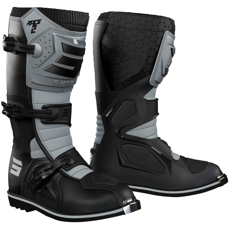 Shot Race 2 juodi ir pilki motociklininko batai