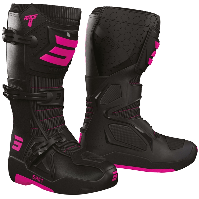 „Shot Race 4“ motokroso batai juodi-fluorescenciniai rožiniai