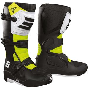 „Shot Race 4“ motociklo batai juodi-balti-fluorescenciniai geltoni