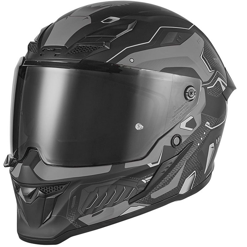 Integruotas motociklininko šalmas NOX Exlusiv Goliath Berserk matinis juodas titanas