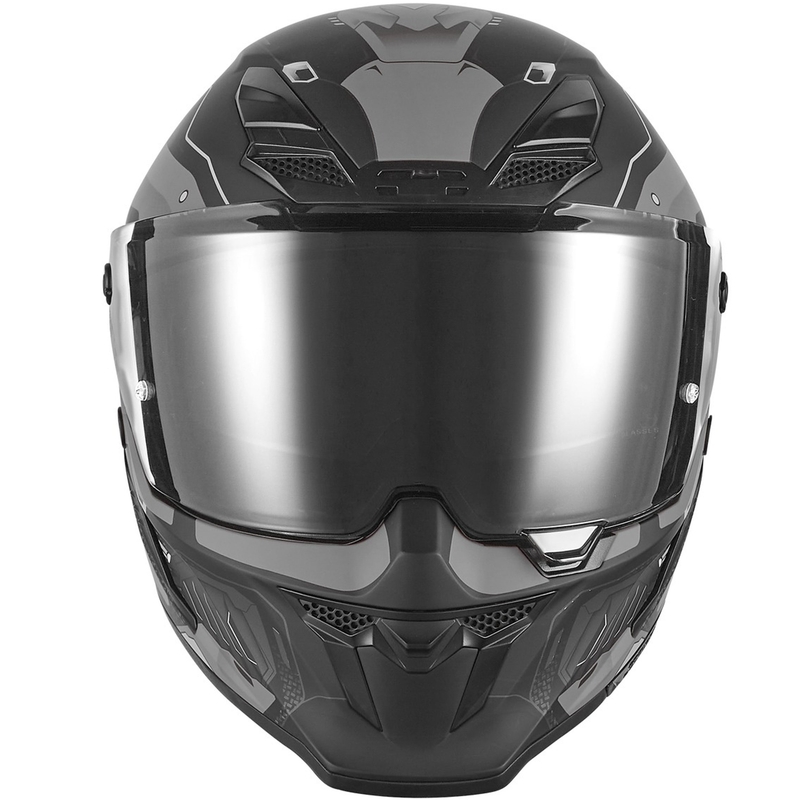 Integruotas motociklininko šalmas NOX Exlusiv Goliath Berserk matinis juodas titanas