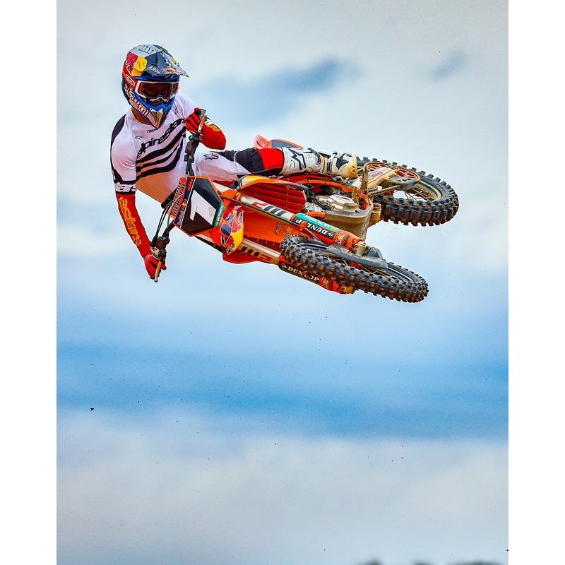 "Alpinestars Techstar" riboto leidimo "Deep black-white-fluo red-orange" motokroso marškinėliai