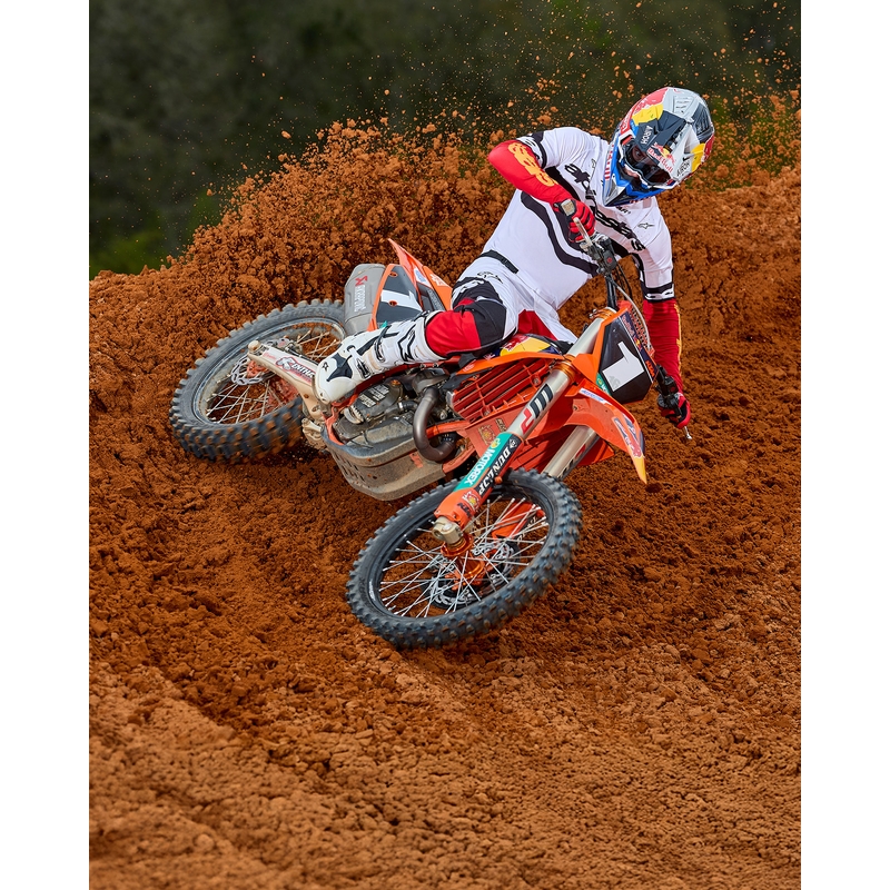 "Alpinestars Techstar" riboto leidimo "Deep black-white-fluo red-orange" motokroso marškinėliai