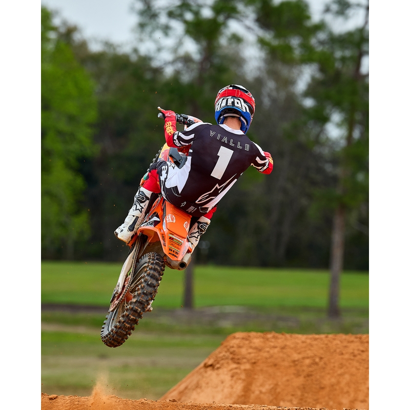 "Alpinestars Techstar" riboto leidimo "Deep black-white-fluo red-orange" motokroso marškinėliai