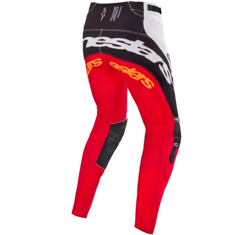 "Alpinestars Techstar" riboto leidimo "Deep black-white-fluo red-orange" motokroso kelnės