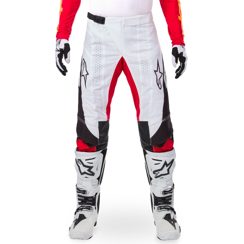"Alpinestars Techstar" riboto leidimo "Deep black-white-fluo red-orange" motokroso kelnės