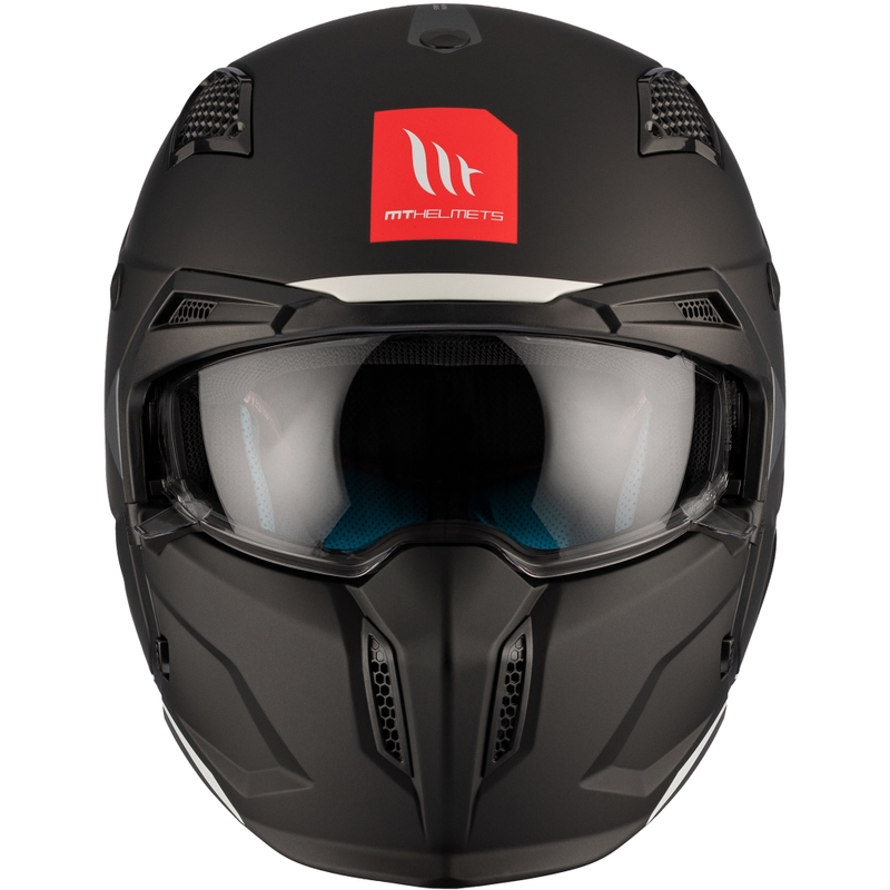 MT Streetfighter SV S Solid A1 atviro veido šalmas su kauke juodas matinis