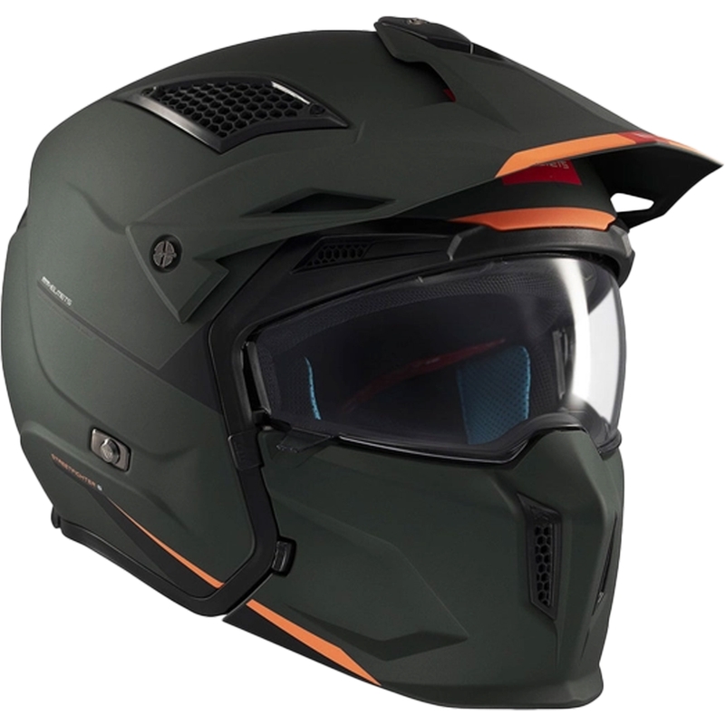 Atviras šalmas su kauke MT Streetfighter SV S Solid A6 matinės žalios spalvos