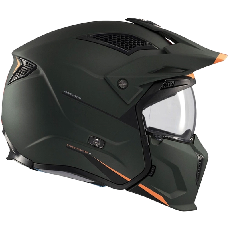 Atviras šalmas su kauke MT Streetfighter SV S Solid A6 matinės žalios spalvos