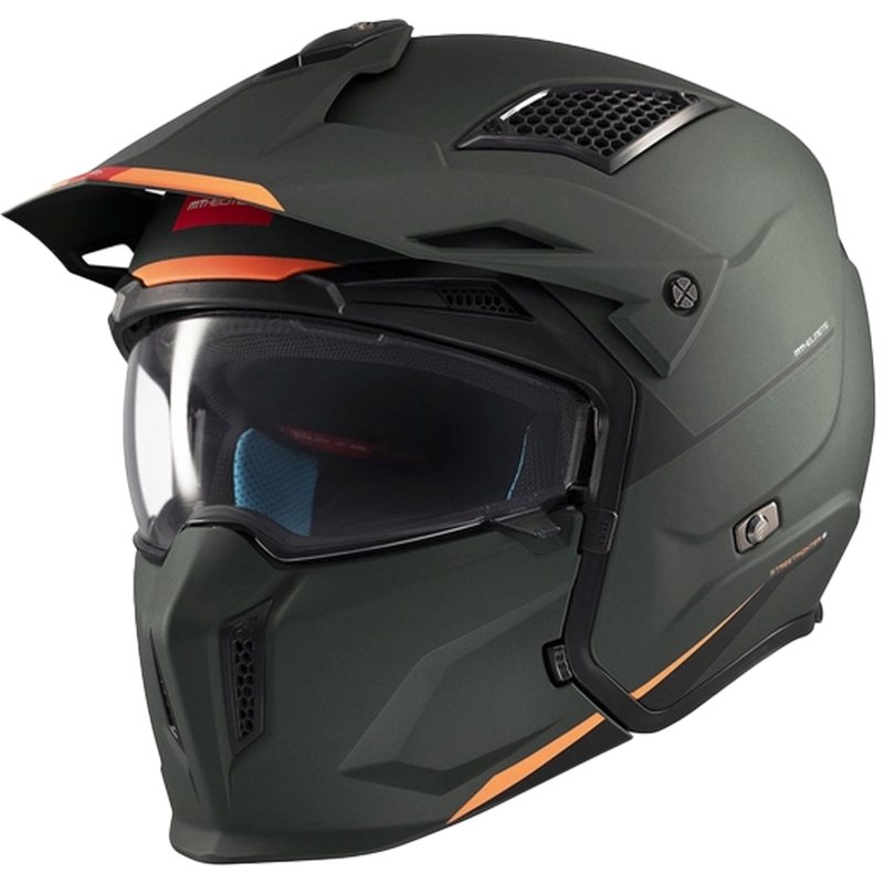 Atviras šalmas su kauke MT Streetfighter SV S Solid A6 matinės žalios spalvos