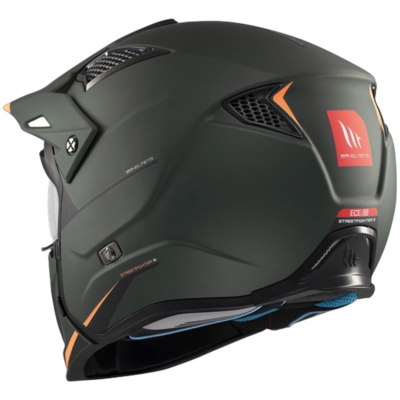 Atviras šalmas su kauke MT Streetfighter SV S Solid A6 matinės žalios spalvos