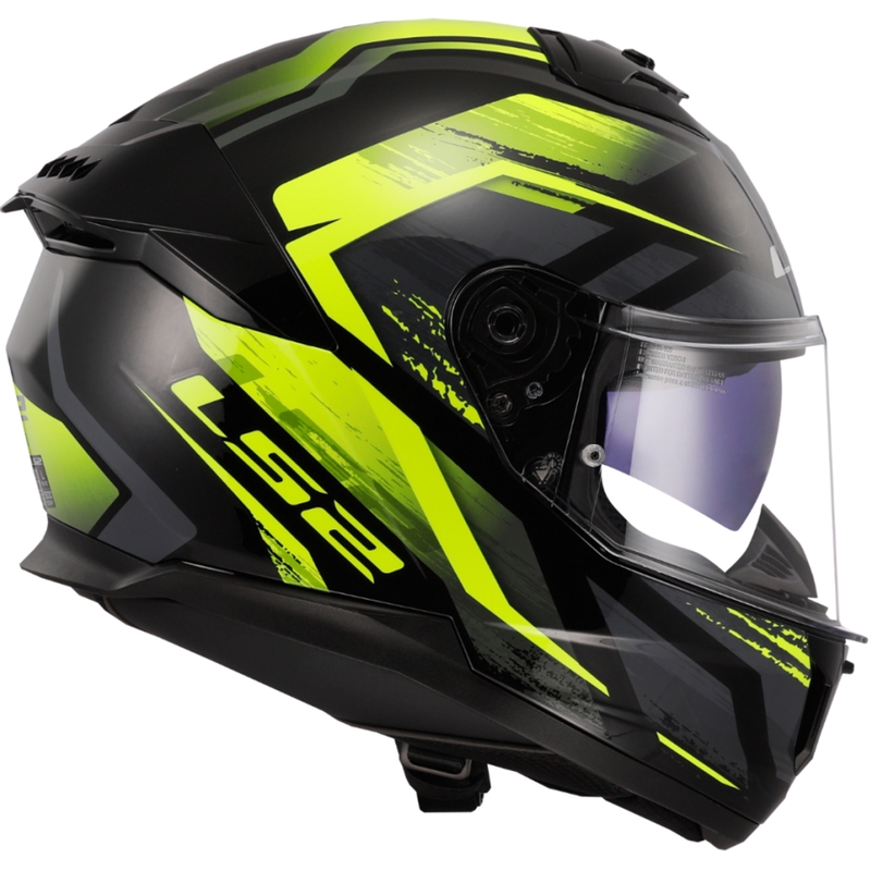 LS2 FF808 Stream II Fury juoda-fluo geltona integruotas motociklininko šalmas