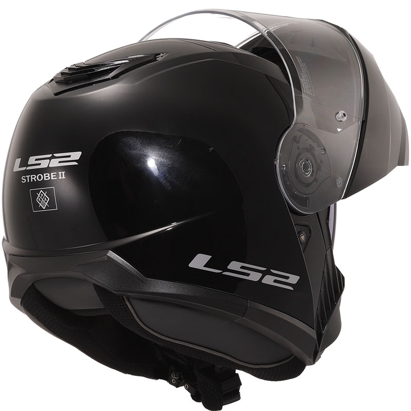 Atverčiamas šalmas LS2 FF908 Strobe II juodas blizgus