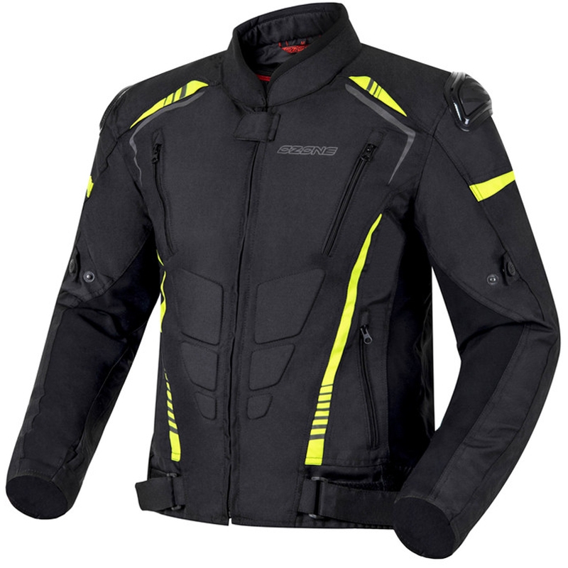 Ozone Pulse juoda-fluo geltonos spalvos motociklininko striukė