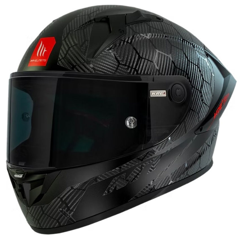 MT KRE+ Carbon Solid A11 integruotas motociklininko šalmas juodas blizgus