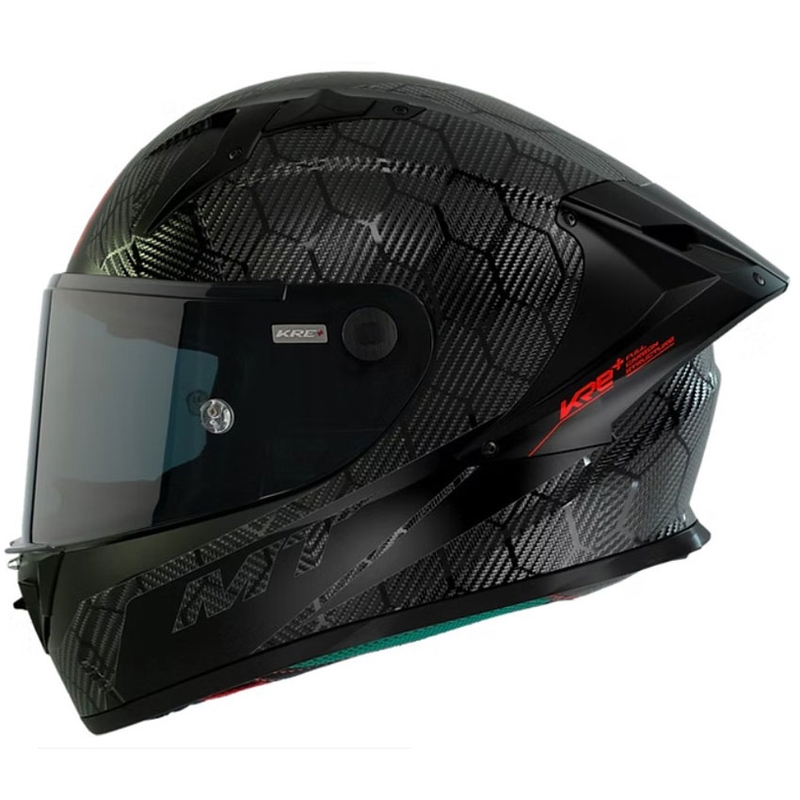 MT KRE+ Carbon Solid A11 integruotas motociklininko šalmas juodas blizgus
