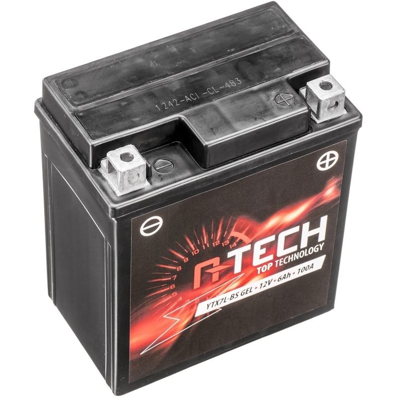 Gelinis akumuliatorius A-TECH 12V, YTX7L-BS, 6Ah, 100A, be priežiūros