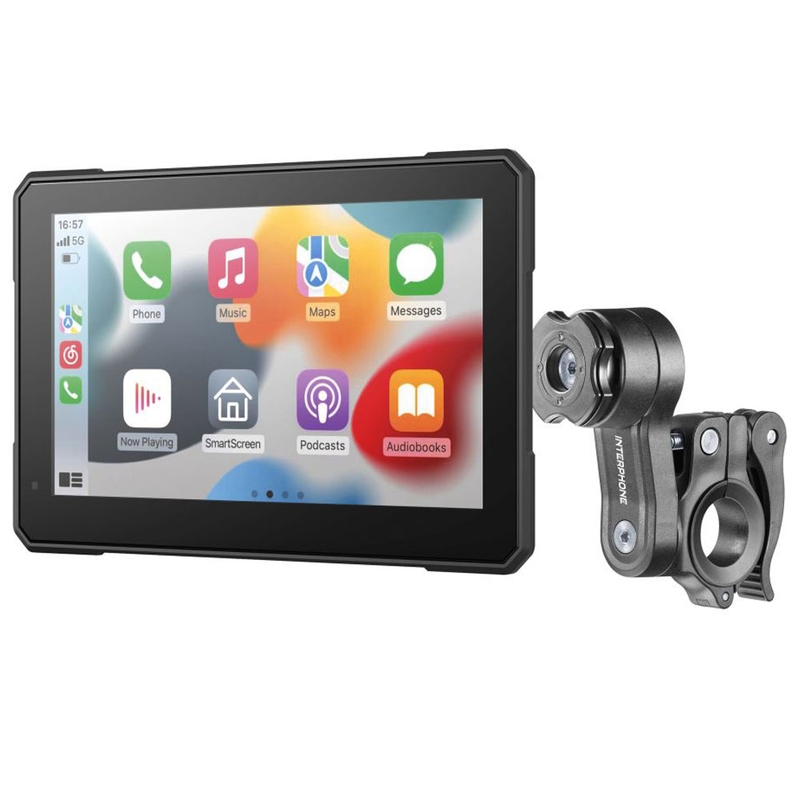 „Interphone SYNC70 ESSENTIAL“ su „Apple CarPlay“ ir „Android Auto“ ekranu motociklams