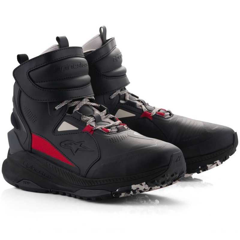 "Alpinestars Speedstreet" juodi smėlio spalvos raudoni motociklų batai