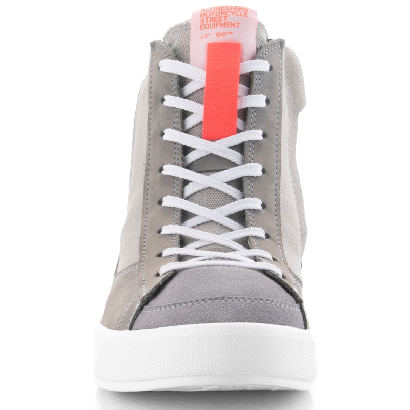 Alpinestars Stated šviesiai pilki-fluo raudoni-balti motociklininko batai