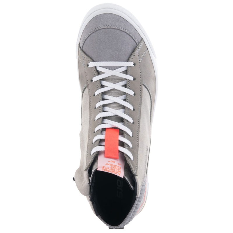 Alpinestars Stated šviesiai pilki-fluo raudoni-balti motociklininko batai