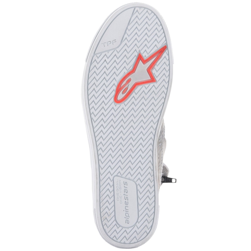 Alpinestars Stated šviesiai pilki-fluo raudoni-balti motociklininko batai