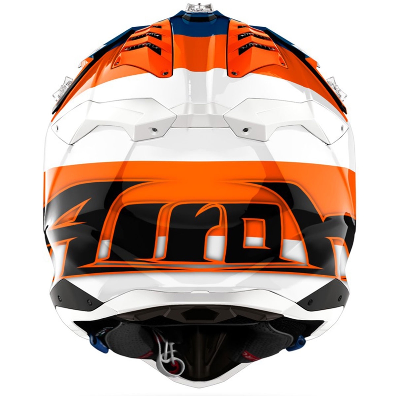Motokroso šalmas "Airoh Aviator 3 Monarch" blizgus oranžinis