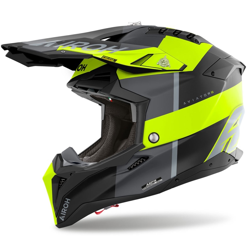 Motokroso šalmas Airoh Aviator 3 Monarch matinis geltonas
